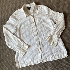 Vintage 90s/Y2K The Limited 100% Linen White Striped Button Down Sz Lg